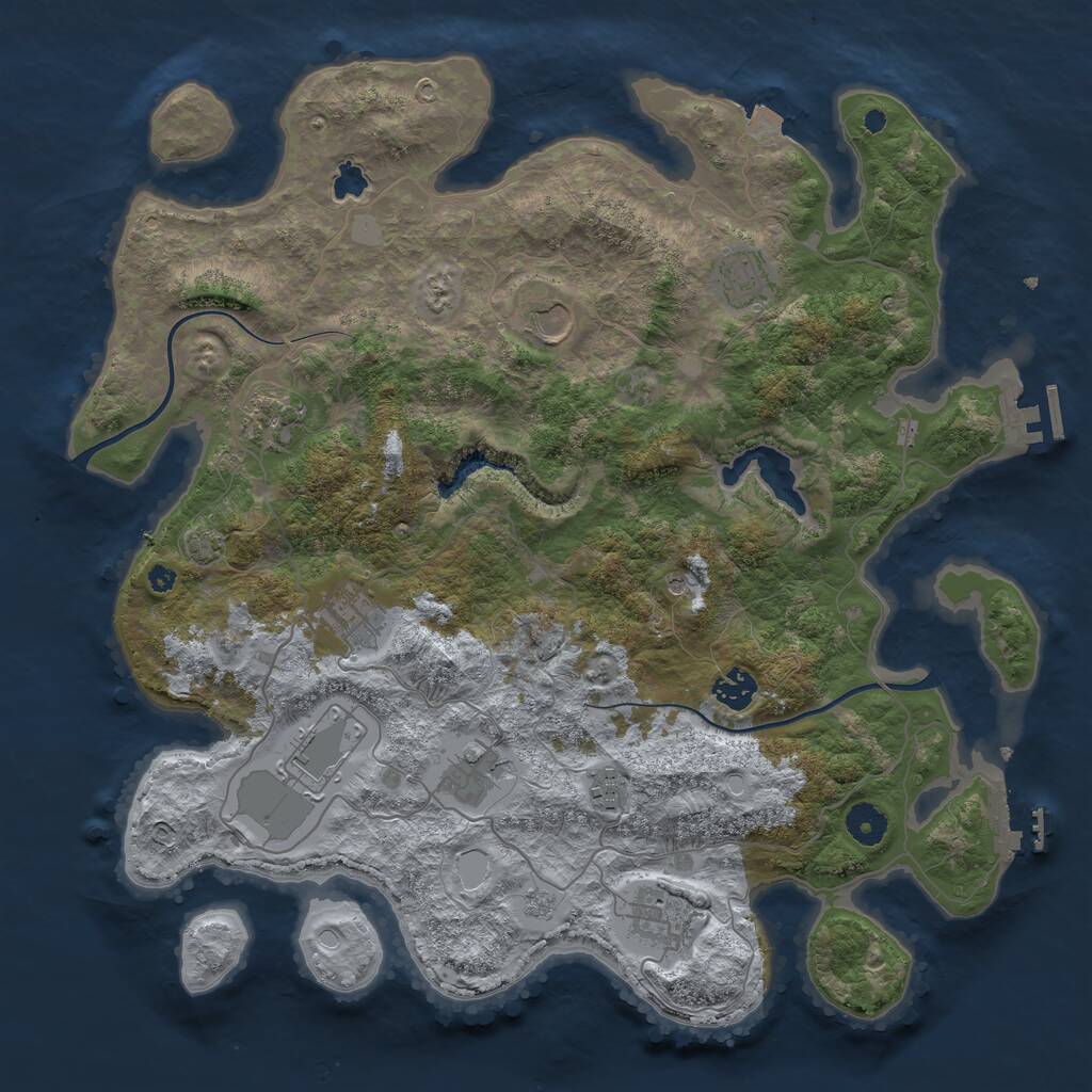 Rust Map: Procedural Map, Size: 4000, Seed: 1300000, 15 Monuments