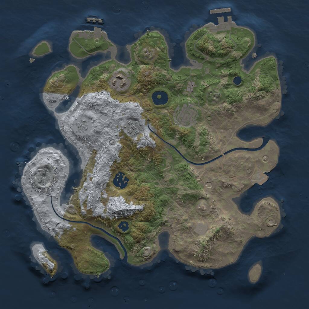 Rust Map: Procedural Map, Size: 3000, Seed: 302476101, 9 Monuments