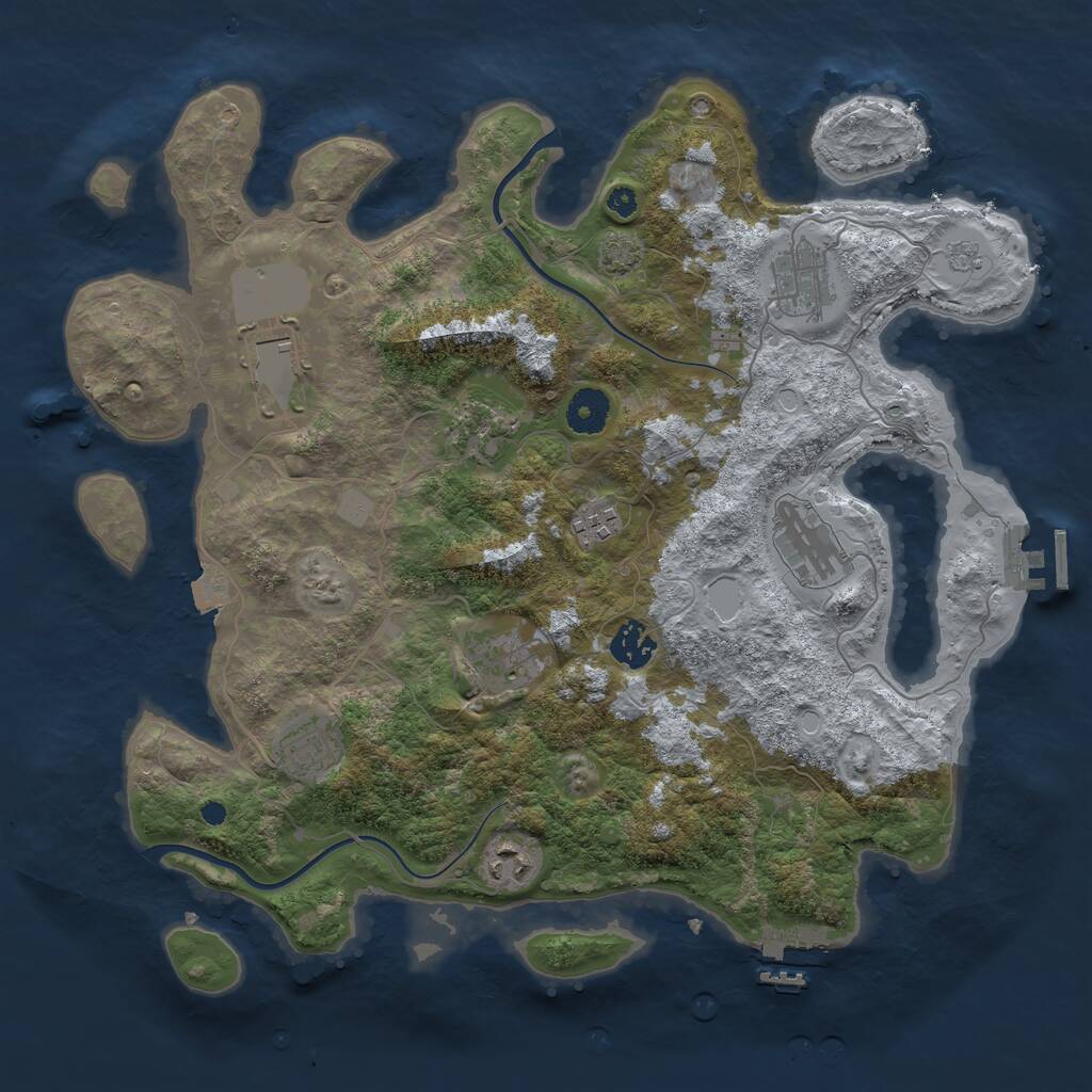 Rust Map: Procedural Map, Size: 3700, Seed: 1465266699, 14 Monuments