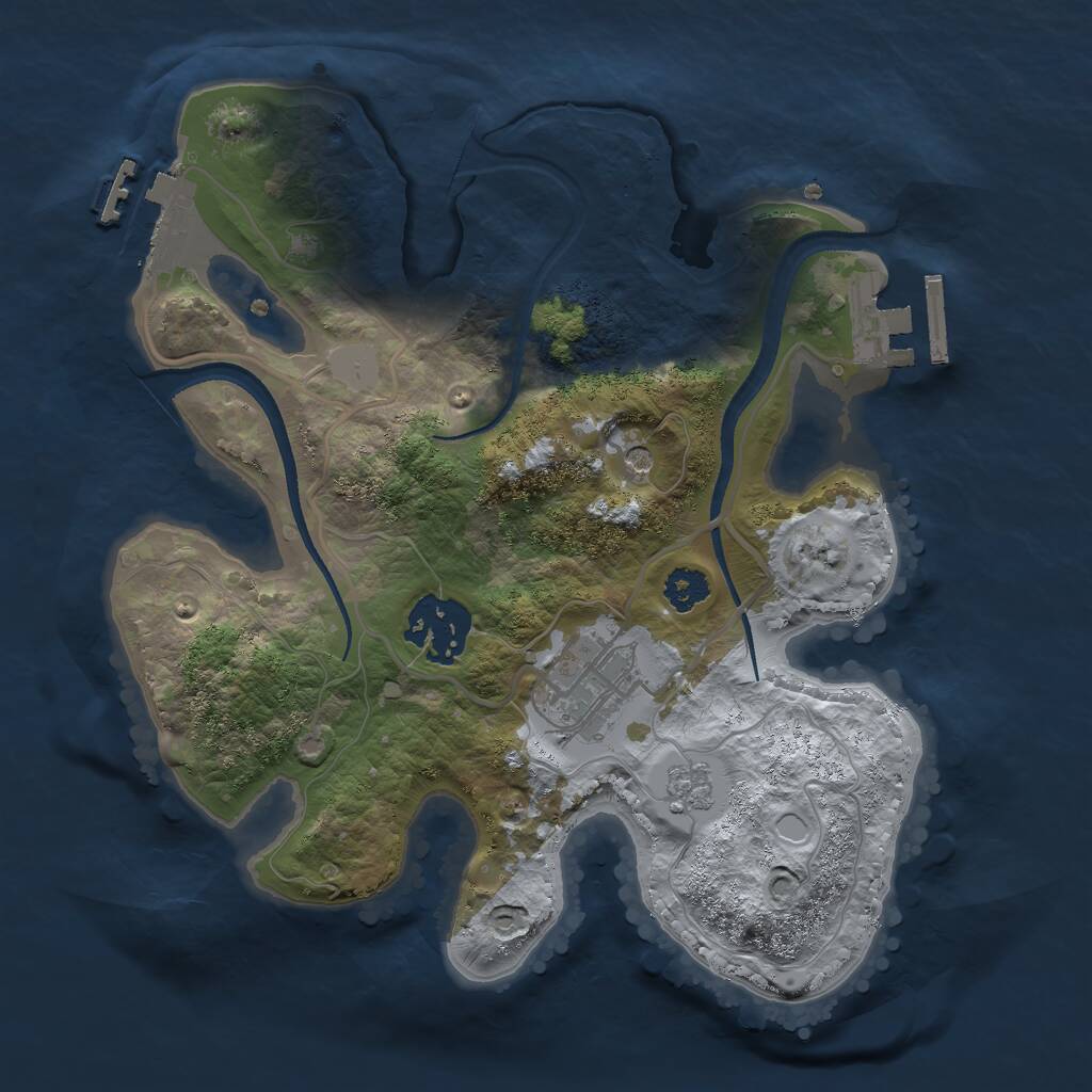 Rust Map: Procedural Map, Size: 2500, Seed: 45541765, 7 Monuments