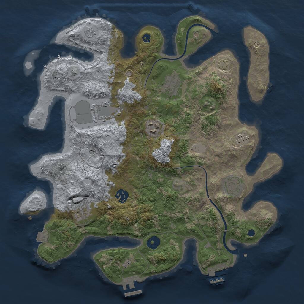 Rust Map: Procedural Map, Size: 3500, Seed: 49932, 13 Monuments