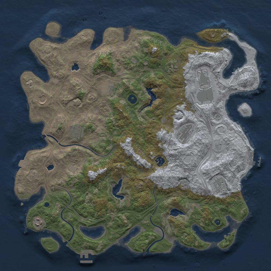Rust Map: Procedural Map, Size: 4500, Seed: 127633662, 16 Monuments
