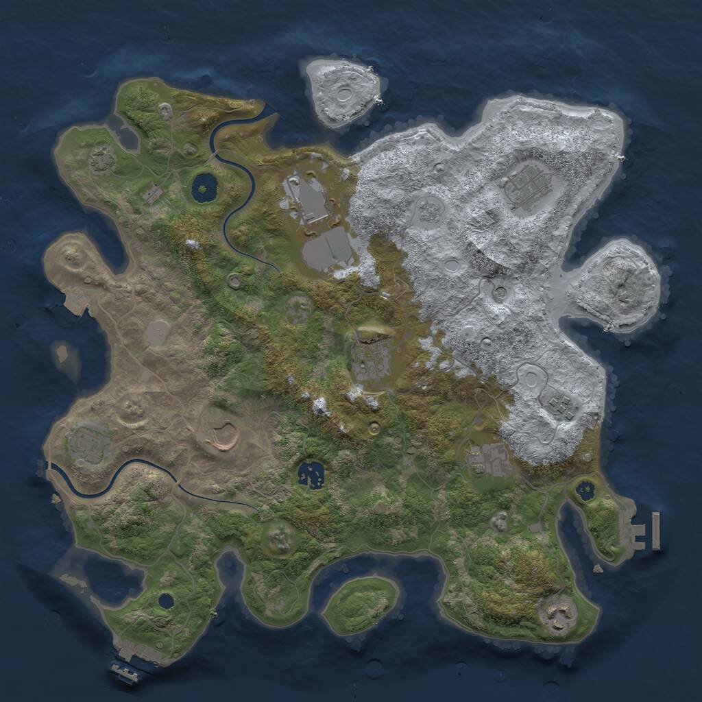 Rust Map: Procedural Map, Size: 3750, Seed: 1112998829, 15 Monuments