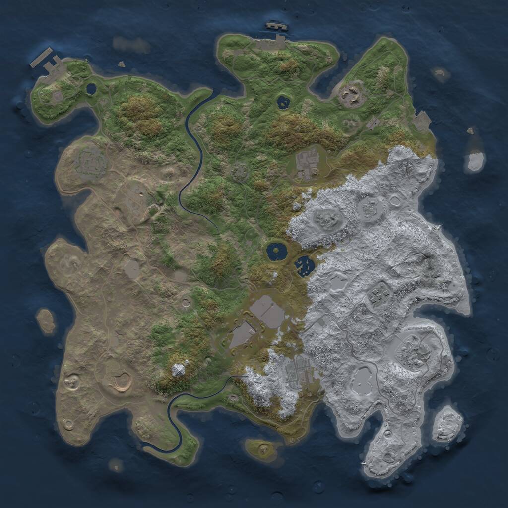 Rust Map: Procedural Map, Size: 3850, Seed: 136082146, 16 Monuments