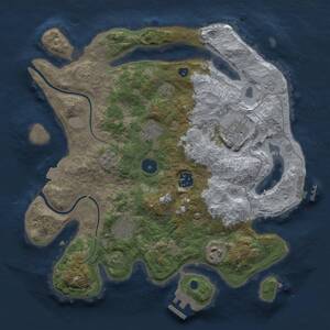 Thumbnail Rust Map: Procedural Map, Size: 3300, Seed: 1979347894, 12 Monuments