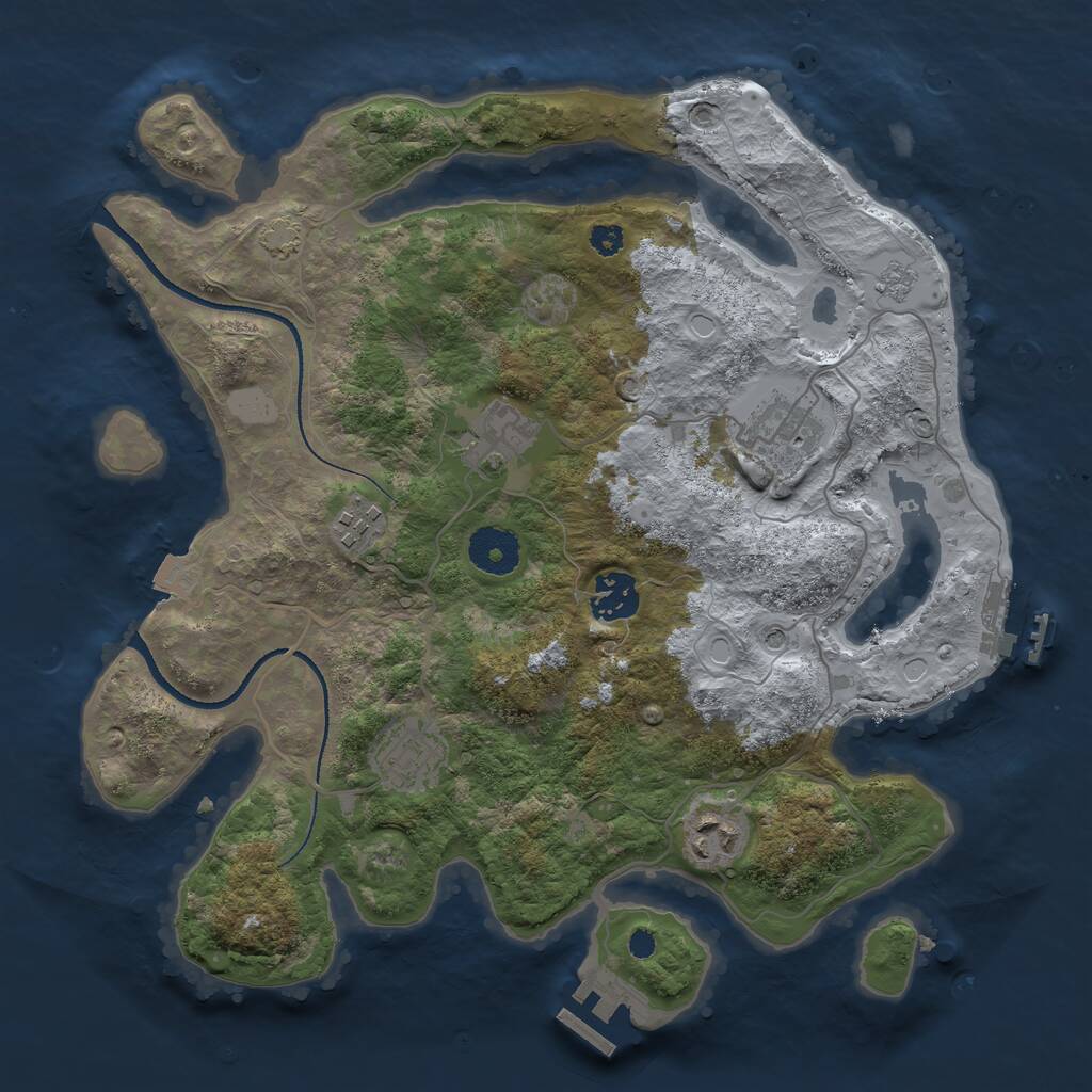 Rust Map: Procedural Map, Size: 3300, Seed: 1979347894, 12 Monuments