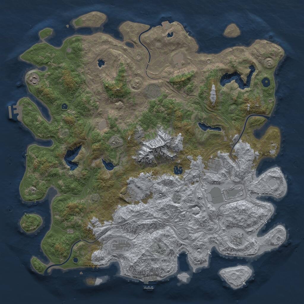 Rust Map: Procedural Map, Size: 5000, Seed: 45671, 16 Monuments