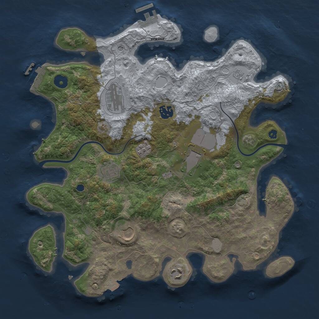 Rust Map: Procedural Map, Size: 3500, Seed: 1523966467, 13 Monuments