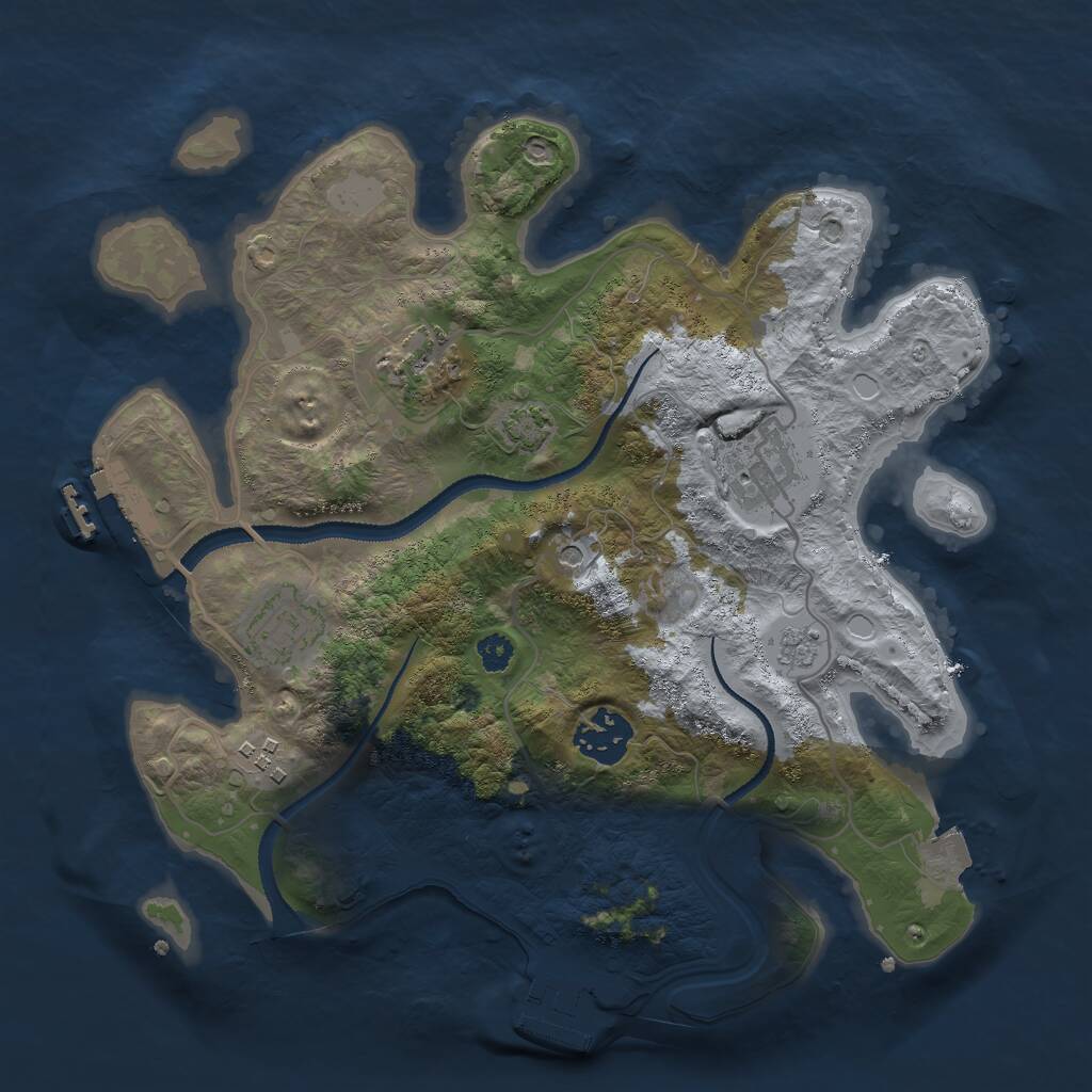 Rust Map: Procedural Map, Size: 3000, Seed: 1003917473, 11 Monuments