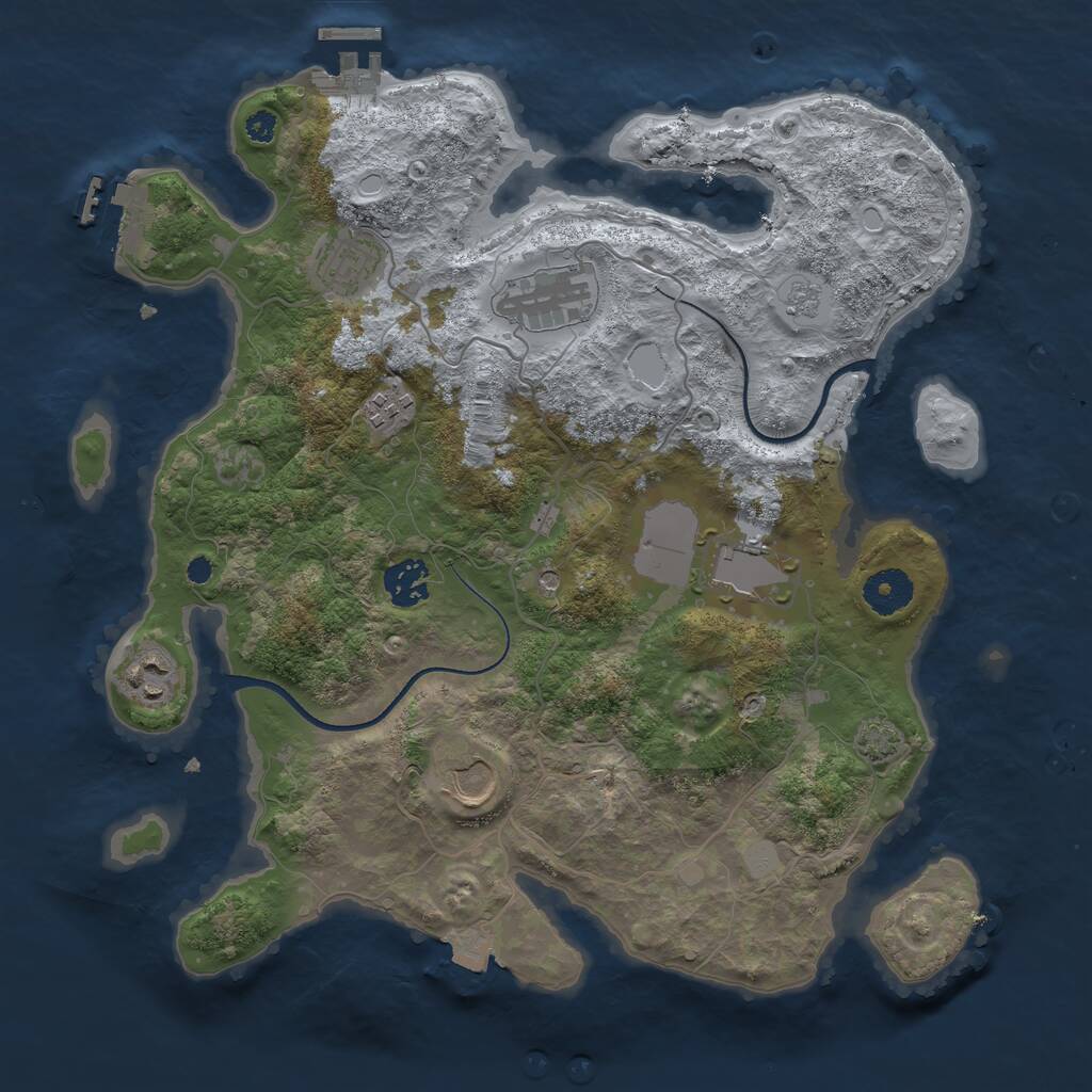 Rust Map: Procedural Map, Size: 3500, Seed: 1252514105, 13 Monuments