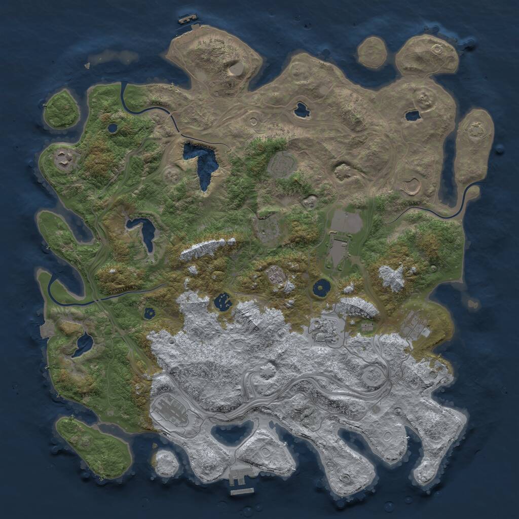 Rust Map: Procedural Map, Size: 4500, Seed: 297788849, 16 Monuments
