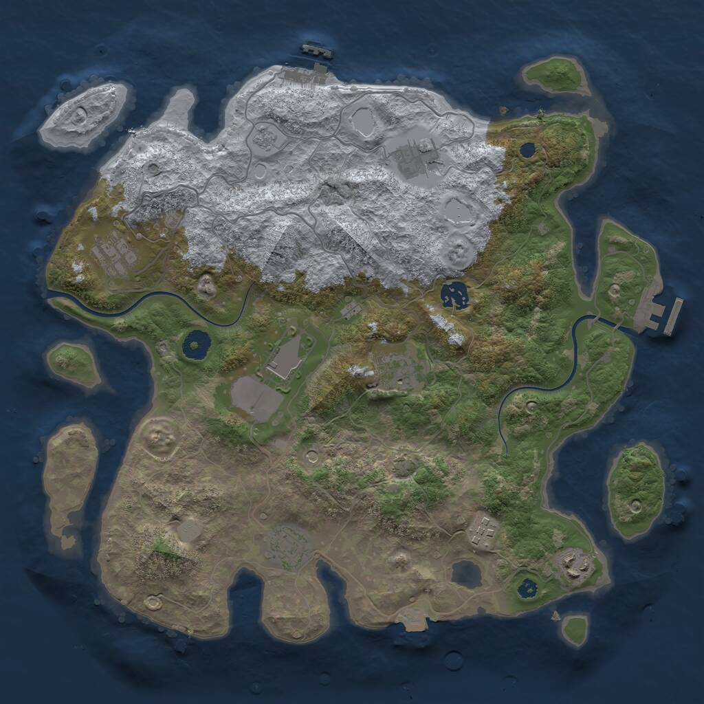 Rust Map: Procedural Map, Size: 3700, Seed: 530303255, 14 Monuments