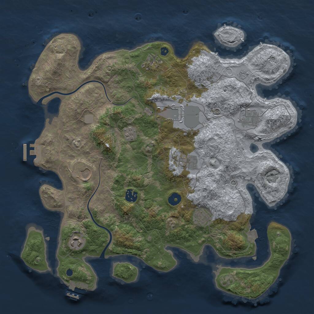 Rust Map: Procedural Map, Size: 3750, Seed: 491651279, 15 Monuments