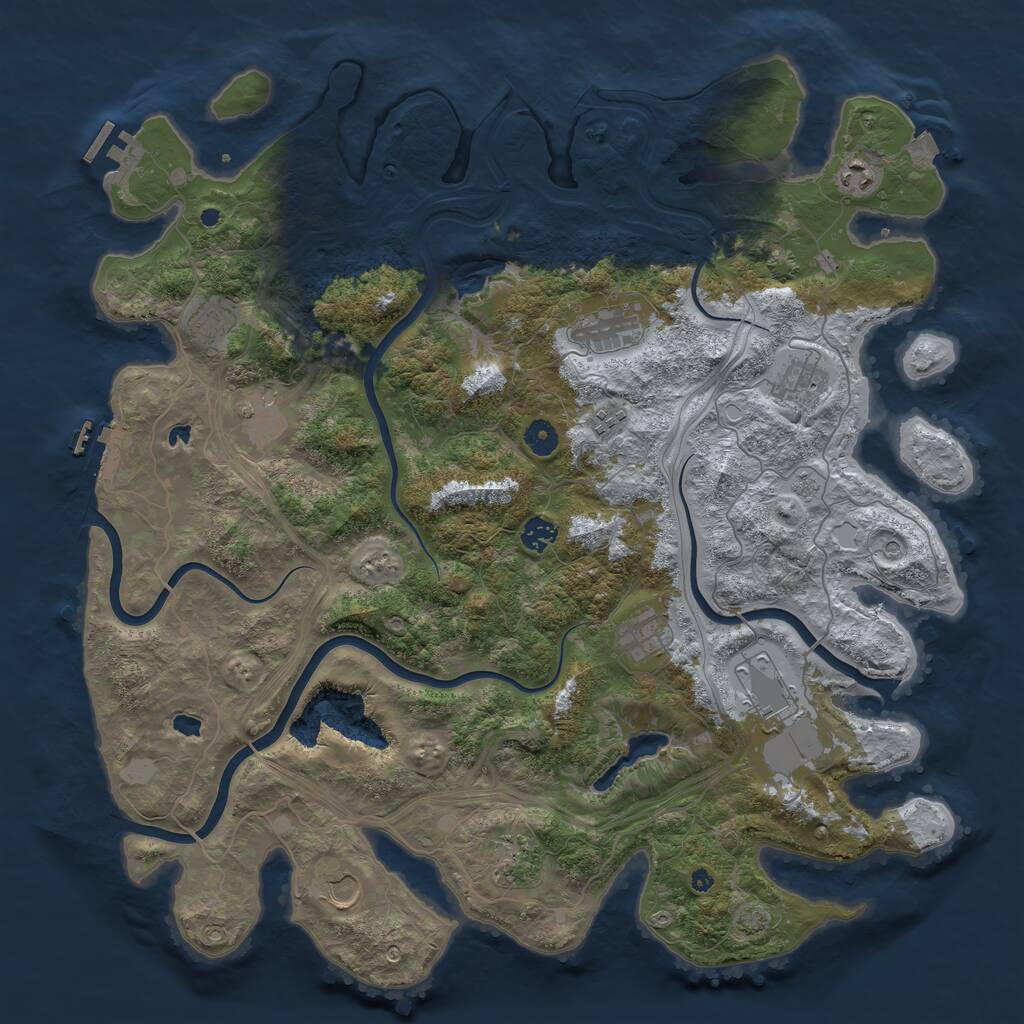 Rust Map: Procedural Map, Size: 4500, Seed: 960786240, 17 Monuments