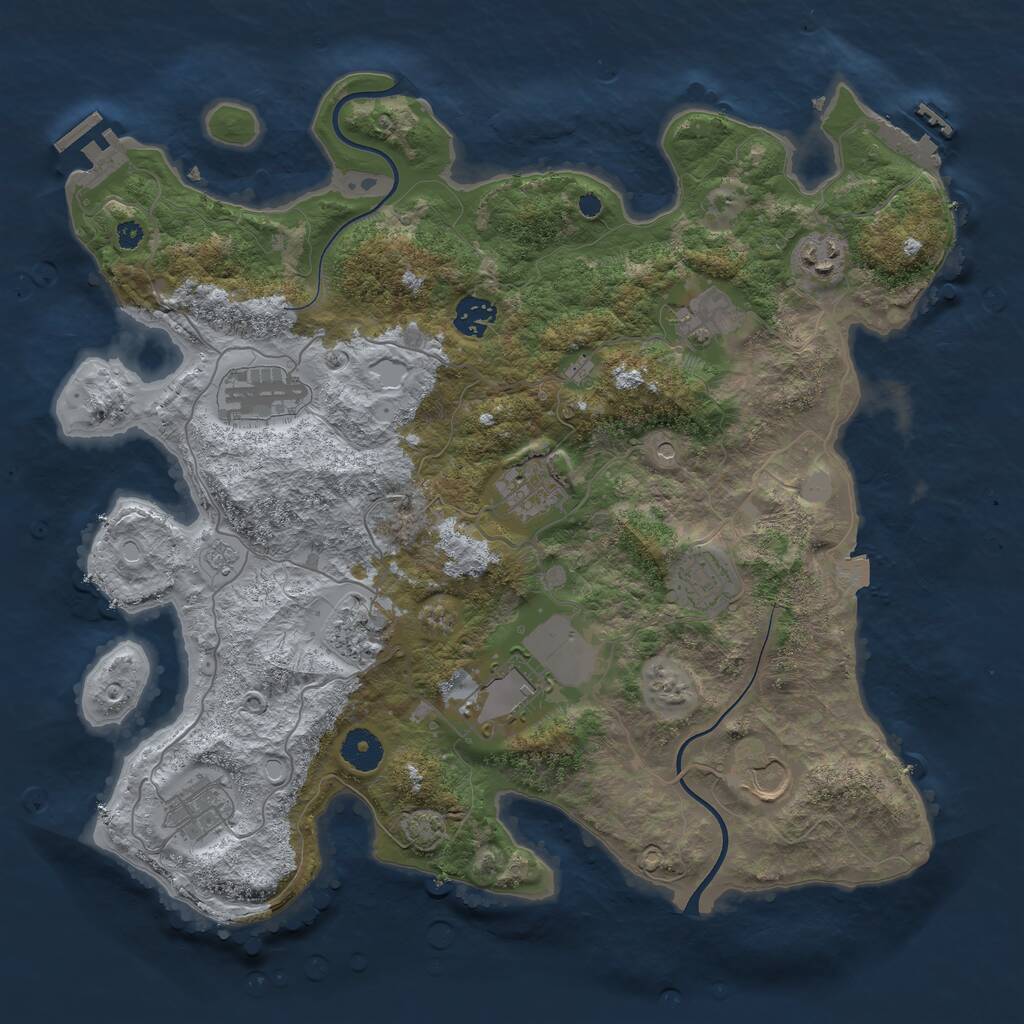 Rust Map: Procedural Map, Size: 3750, Seed: 539828253, 16 Monuments