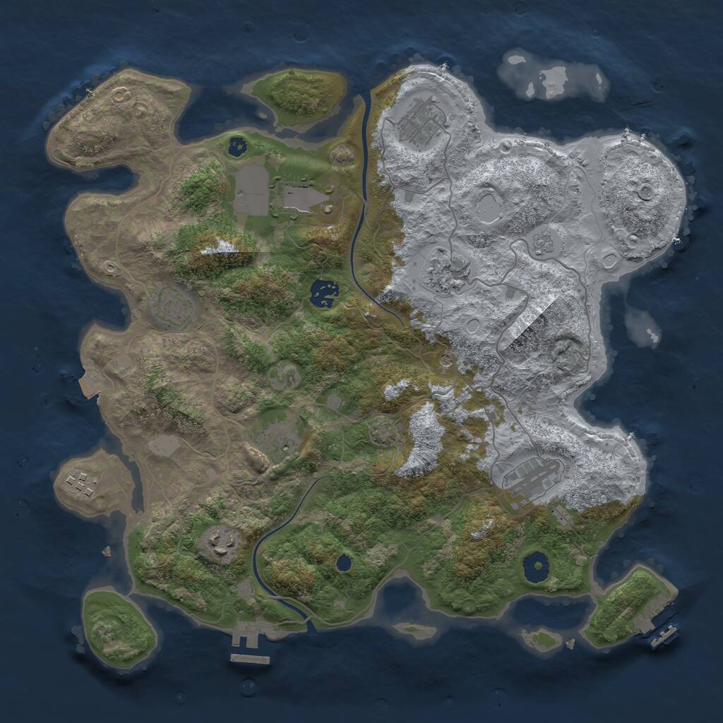 Rust Map: Procedural Map, Size: 3750, Seed: 1393864031, 15 Monuments