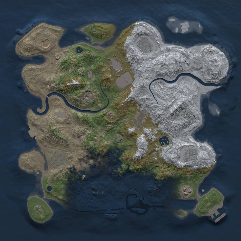 Rust Map: Procedural Map, Size: 3750, Seed: 1393864031, 16 Monuments