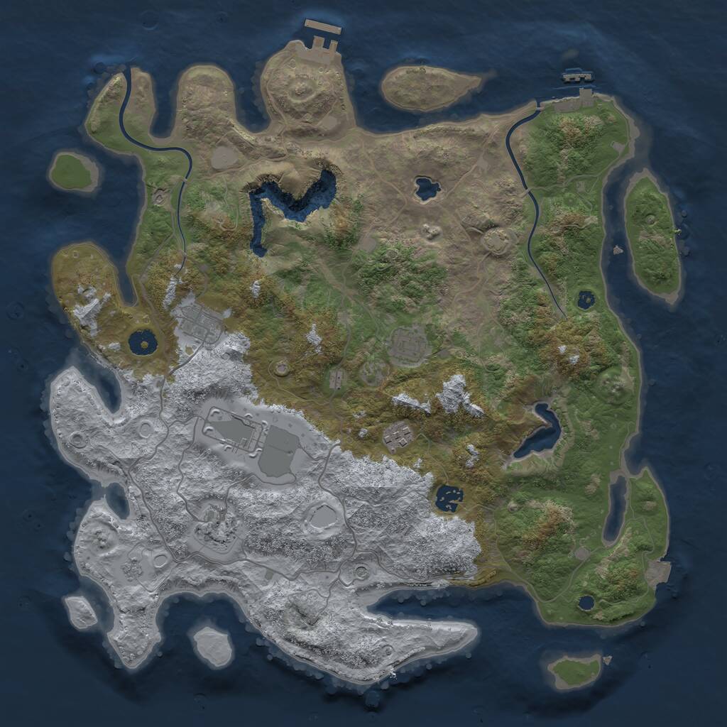 Rust Map: Procedural Map, Size: 4000, Seed: 2142431208, 12 Monuments