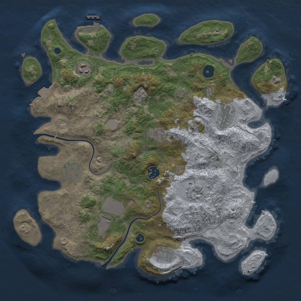 Rust Map: Procedural Map, Size: 3750, Seed: 295542562, 14 Monuments