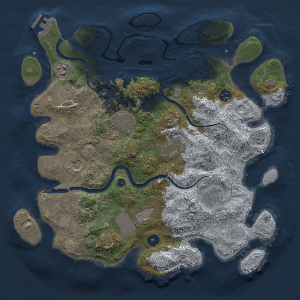 Rust Map: Procedural Map, Size: 3750, Seed: 295542562, 14 Monuments