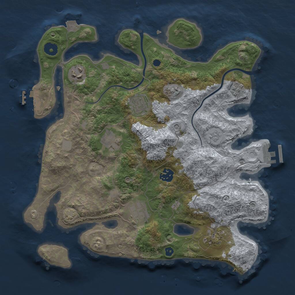 Rust Map: Procedural Map, Size: 3300, Seed: 203084611, 13 Monuments