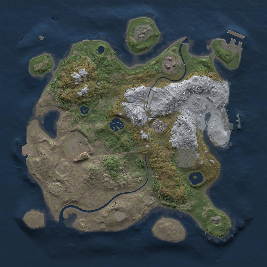 Rust Map: Procedural Map, Size: 3000, Seed: 59543, 10 Monuments