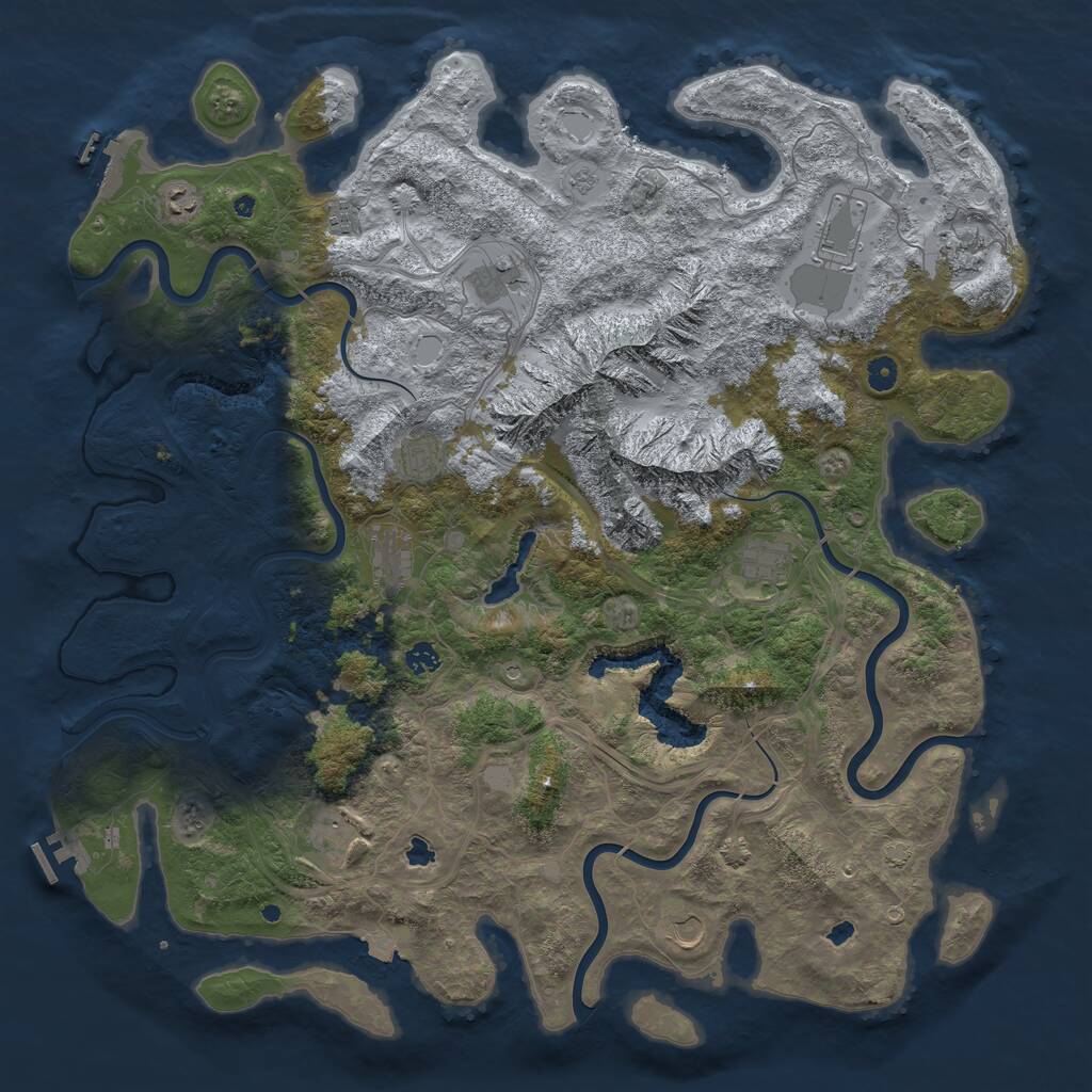 Rust Map: Procedural Map, Size: 5000, Seed: 1808076047, 17 Monuments
