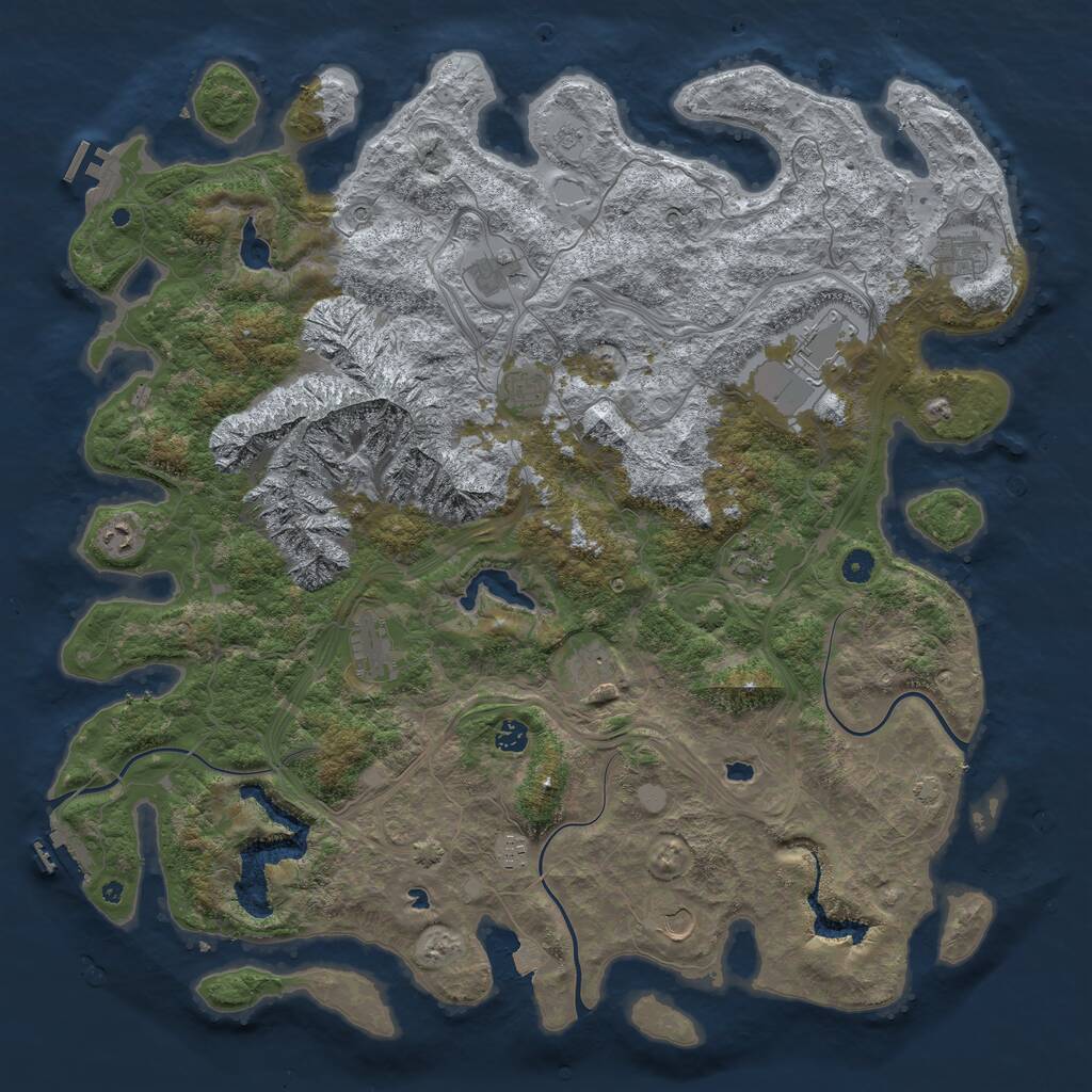 Rust Map: Procedural Map, Size: 5000, Seed: 1808076047, 17 Monuments