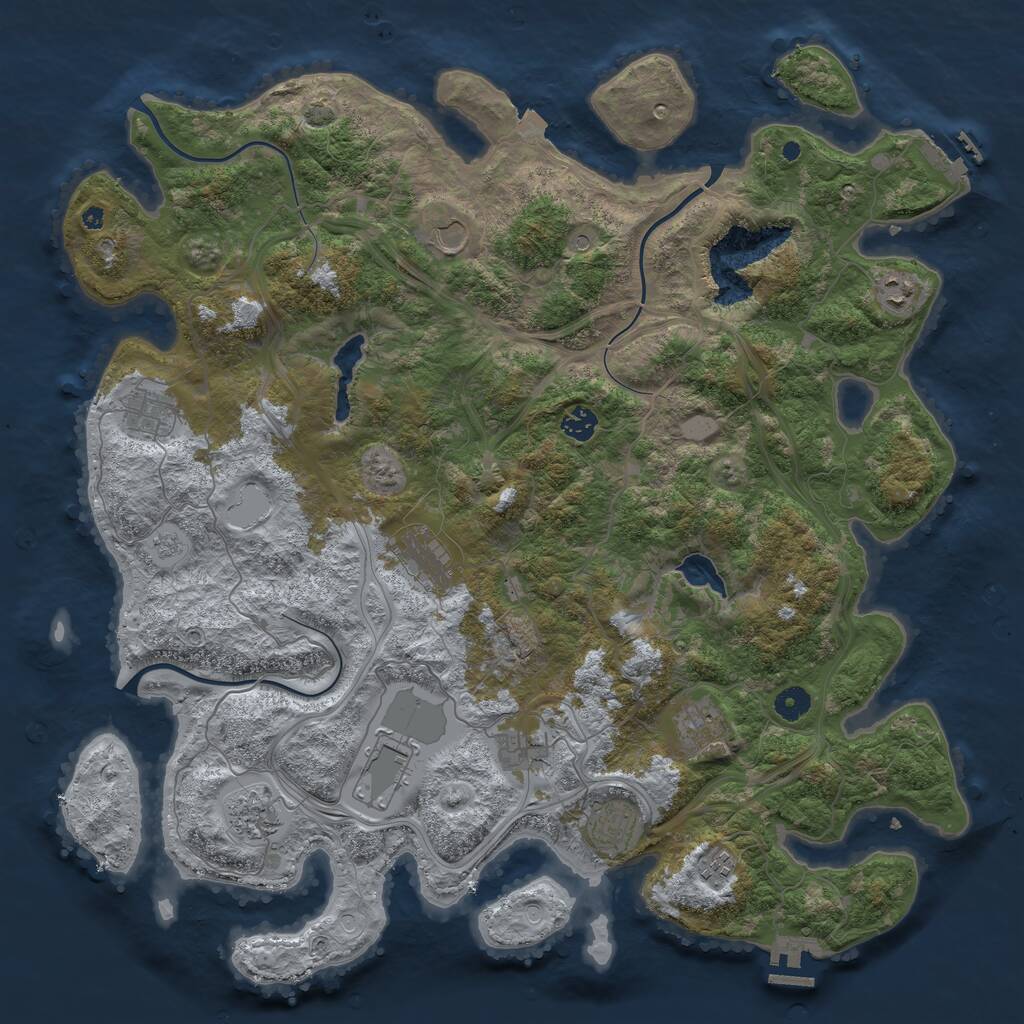 Rust Map: Procedural Map, Size: 4500, Seed: 436319066, 17 Monuments