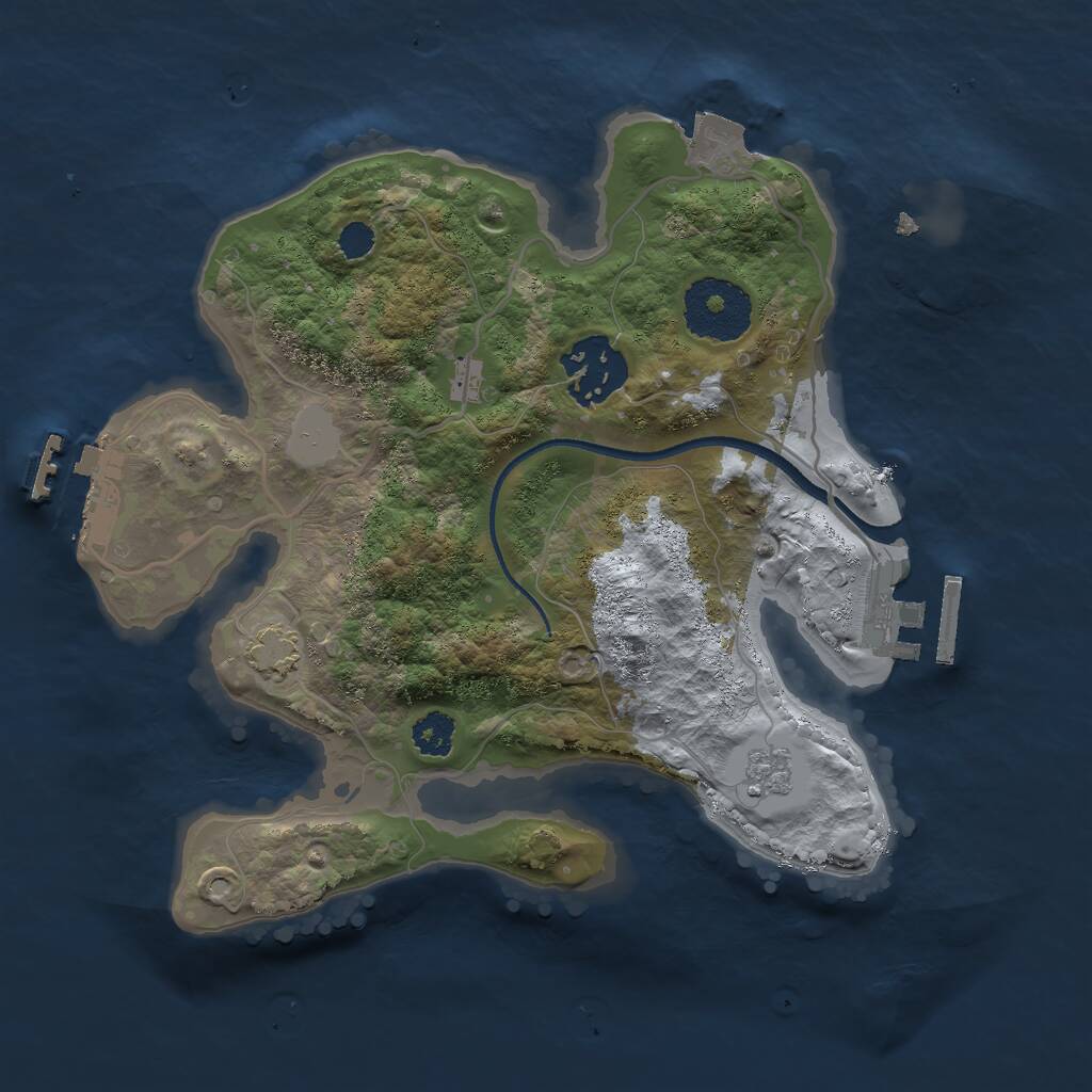 Rust Map: Procedural Map, Size: 2500, Seed: 36767, 6 Monuments