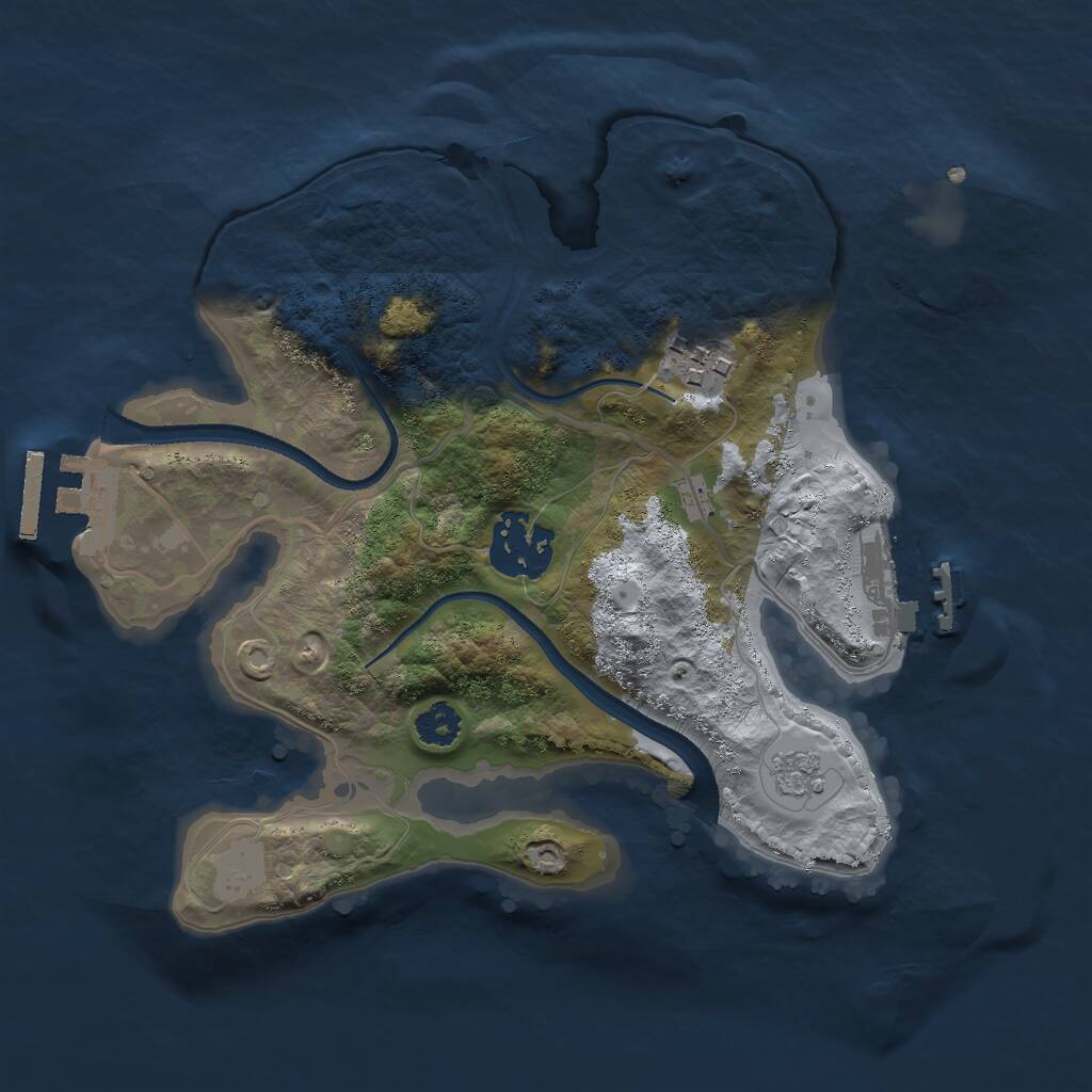 Rust Map: Procedural Map, Size: 2500, Seed: 36767, 6 Monuments