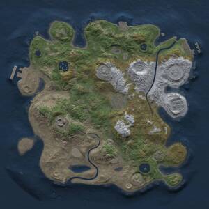 Thumbnail Rust Map: Procedural Map, Size: 3000, Seed: 1417181651, 10 Monuments