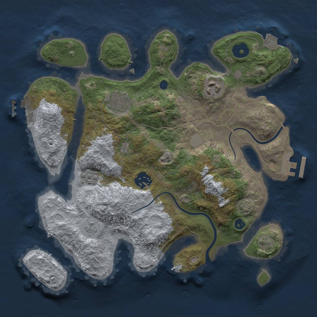 Rust Map: Procedural Map, Size: 3000, Seed: 11863, 9 Monuments