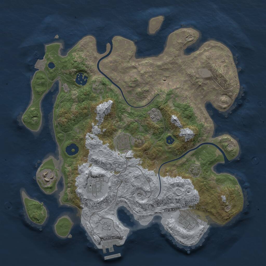 Rust Map: Procedural Map, Size: 3250, Seed: 584447371, 11 Monuments