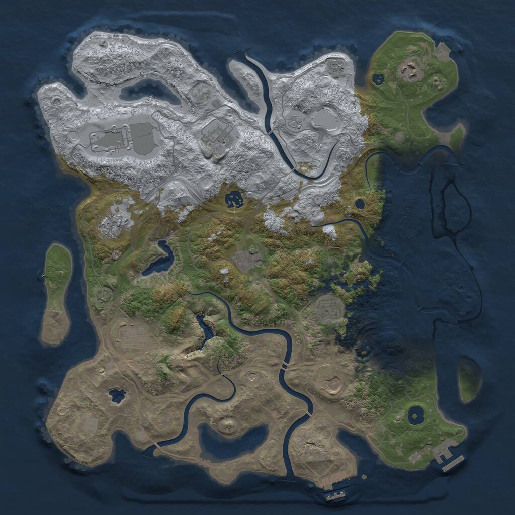 Rust Map: Procedural Map, Size: 4250, Seed: 1124681039, 16 Monuments
