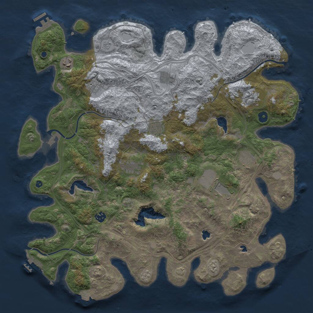 Rust Map: Procedural Map, Size: 4500, Seed: 1383083412, 16 Monuments