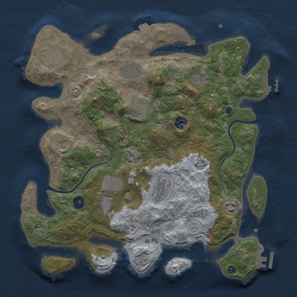 Rust Map: Procedural Map, Size: 3700, Seed: 922700864, 16 Monuments