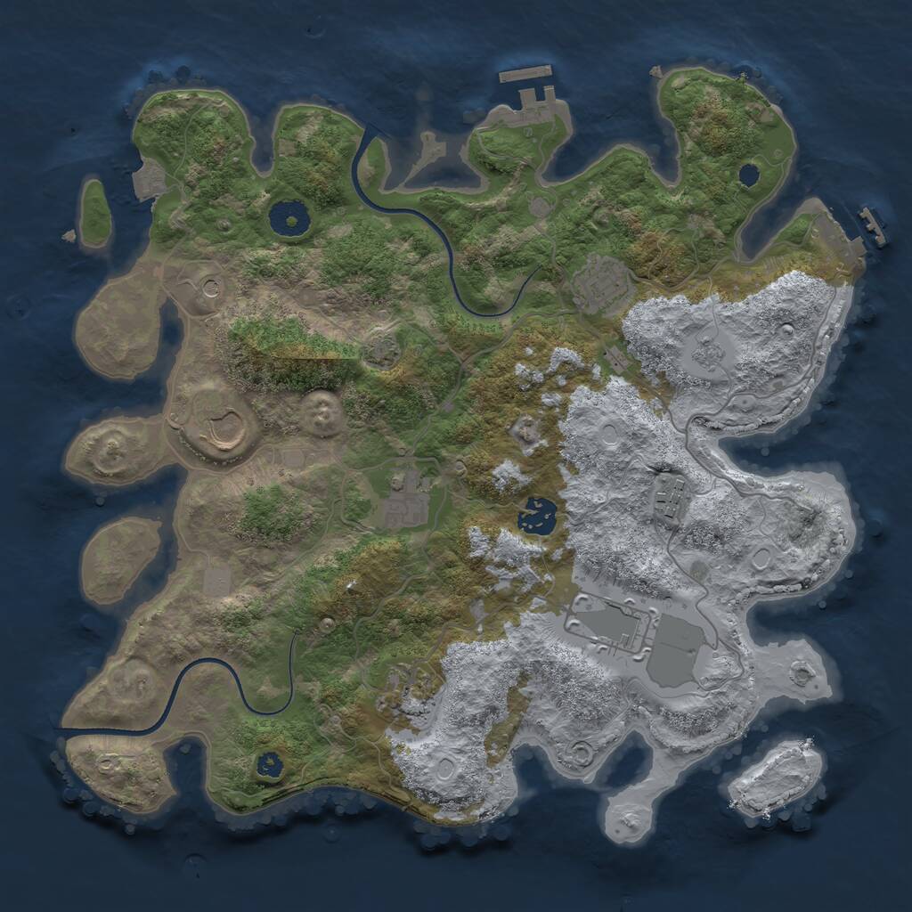 Rust Map: Procedural Map, Size: 3500, Seed: 1803633448, 13 Monuments