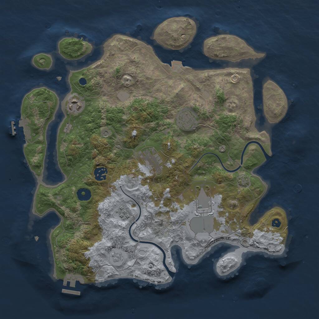 Rust Map: Procedural Map, Size: 3500, Seed: 1242609613, 12 Monuments