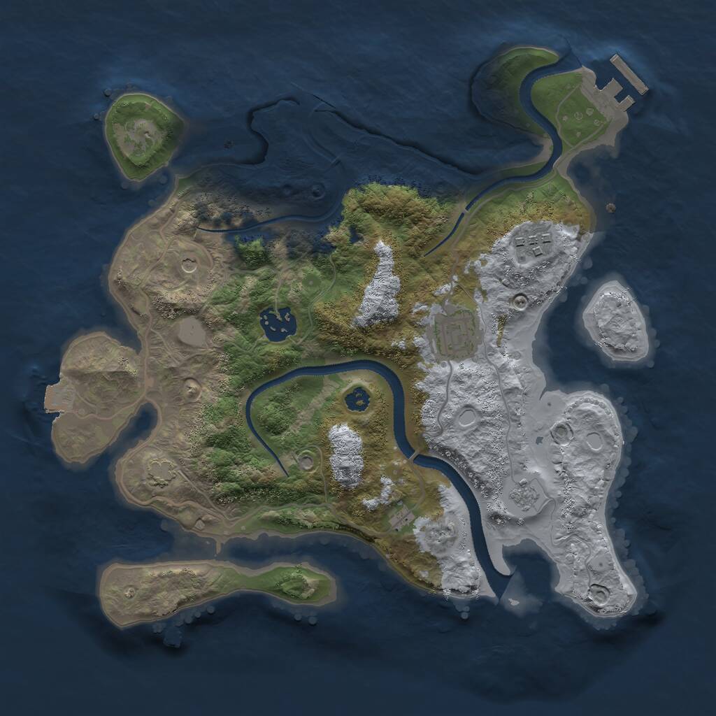 Rust Map: Procedural Map, Size: 3000, Seed: 36767, 8 Monuments