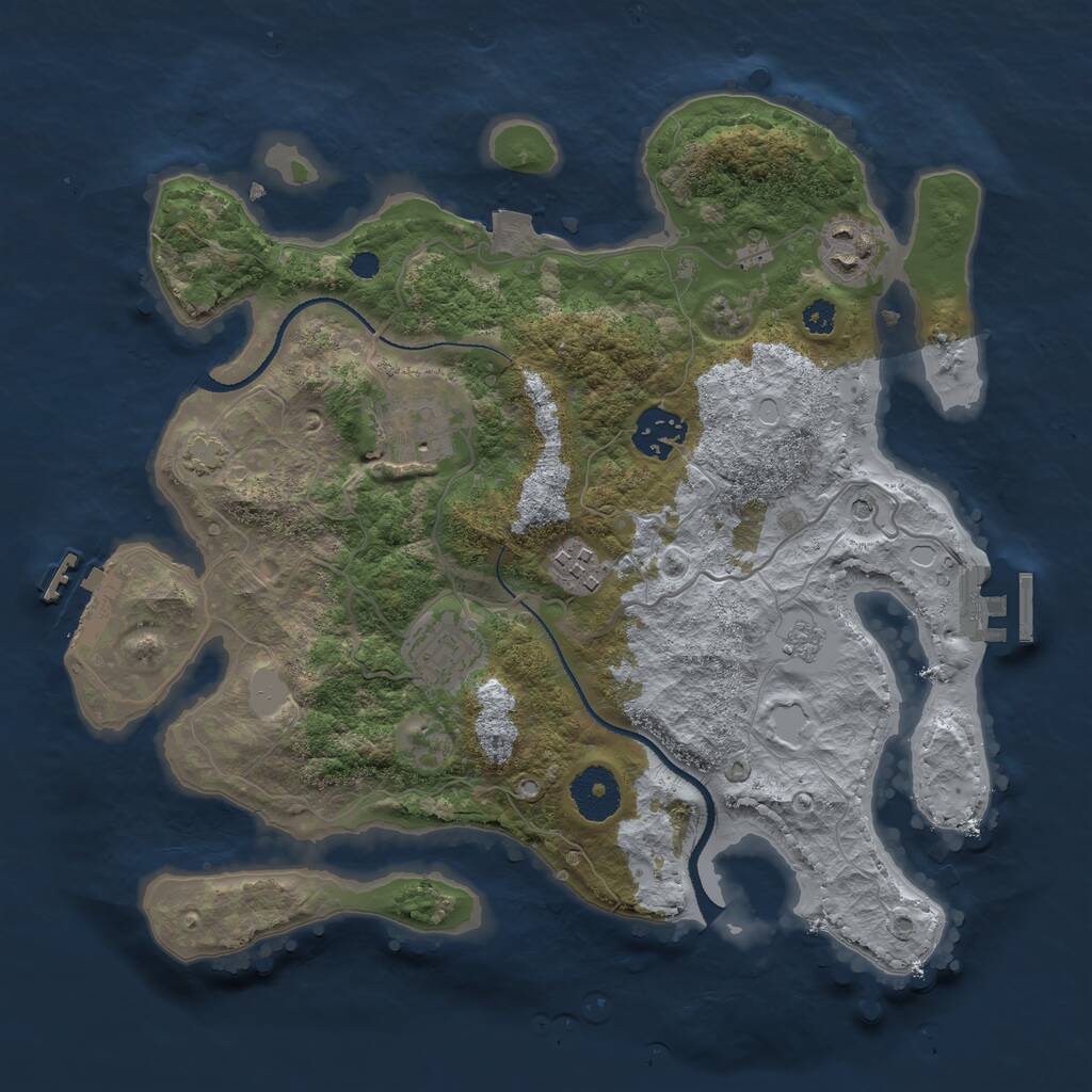 Rust Map: Procedural Map, Size: 3200, Seed: 36767, 11 Monuments