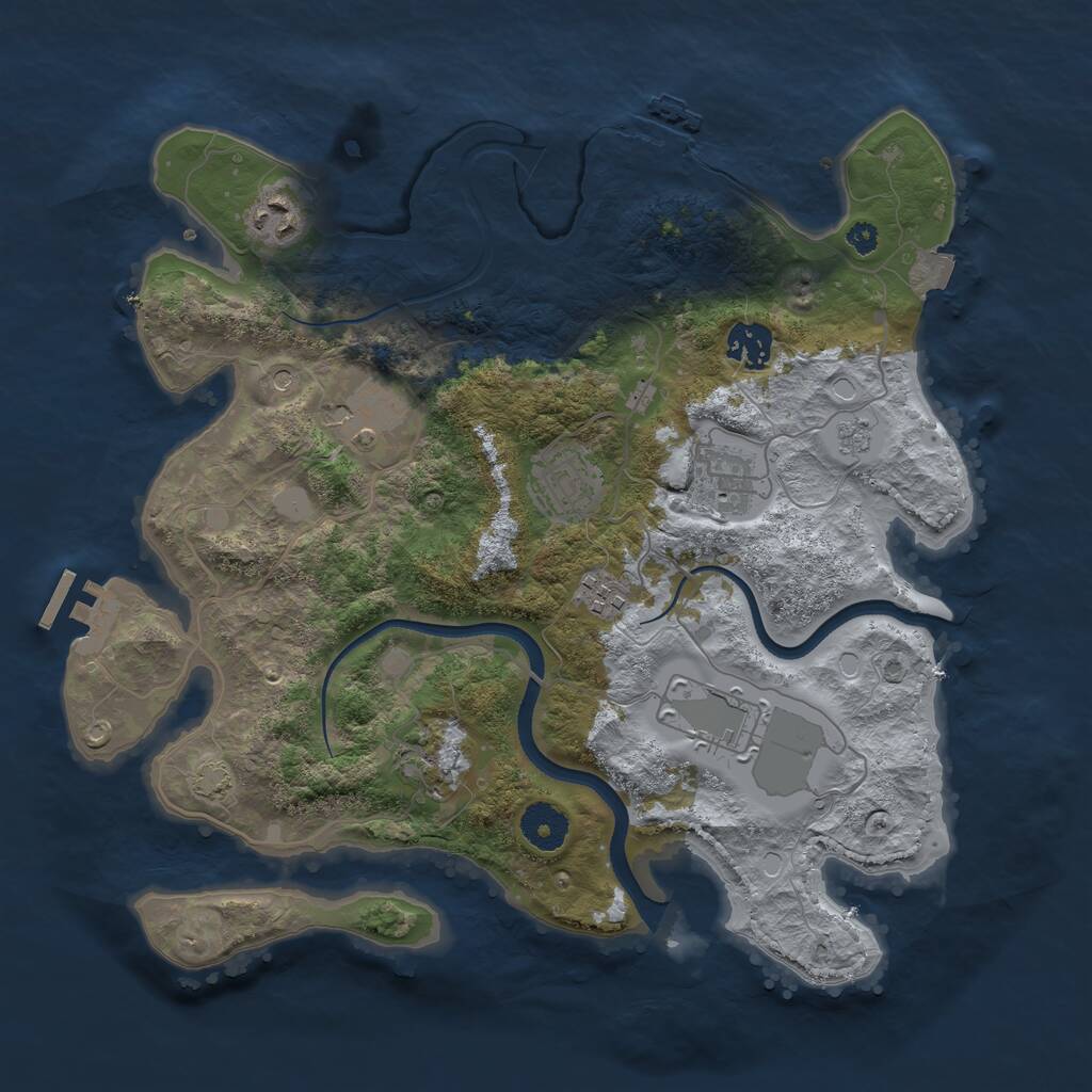 Rust Map: Procedural Map, Size: 3500, Seed: 36767, 14 Monuments