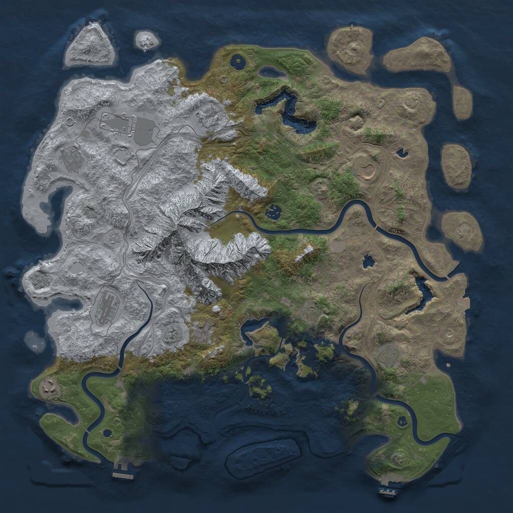 Rust Map: Procedural Map, Size: 5000, Seed: 515151, 17 Monuments