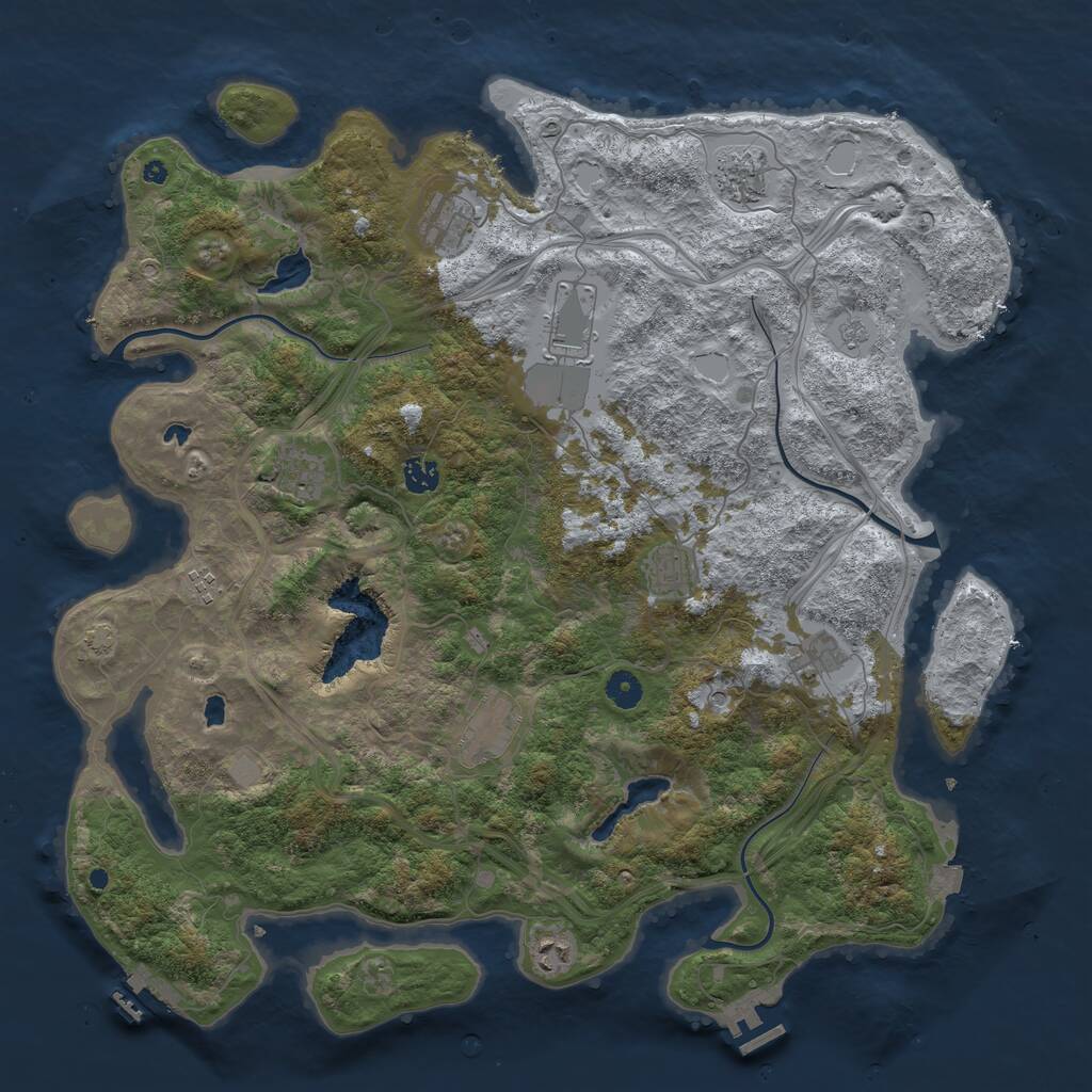 Rust Map: Procedural Map, Size: 4500, Seed: 304884823, 16 Monuments