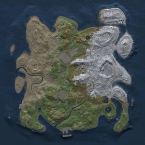 Thumbnail Rust Map: Procedural Map, Size: 3500, Seed: 668873716, 13 Monuments