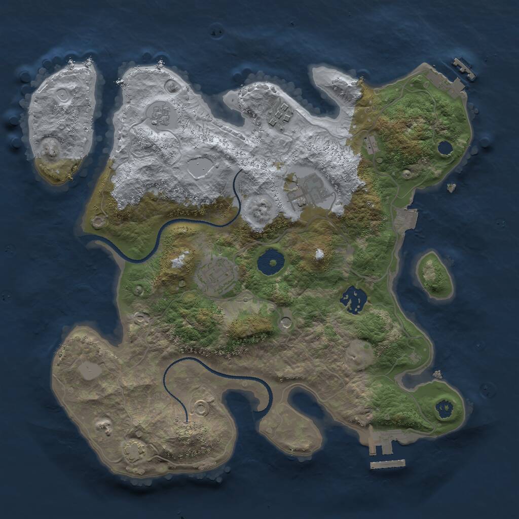 Rust Map: Procedural Map, Size: 3000, Seed: 21122024, 10 Monuments