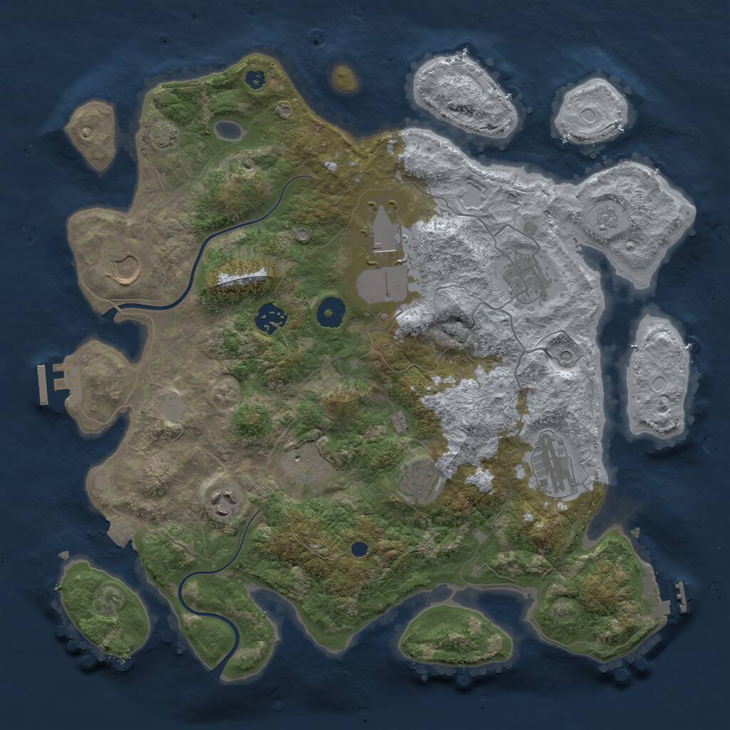 Rust Map: Procedural Map, Size: 3700, Seed: 1811529706, 14 Monuments
