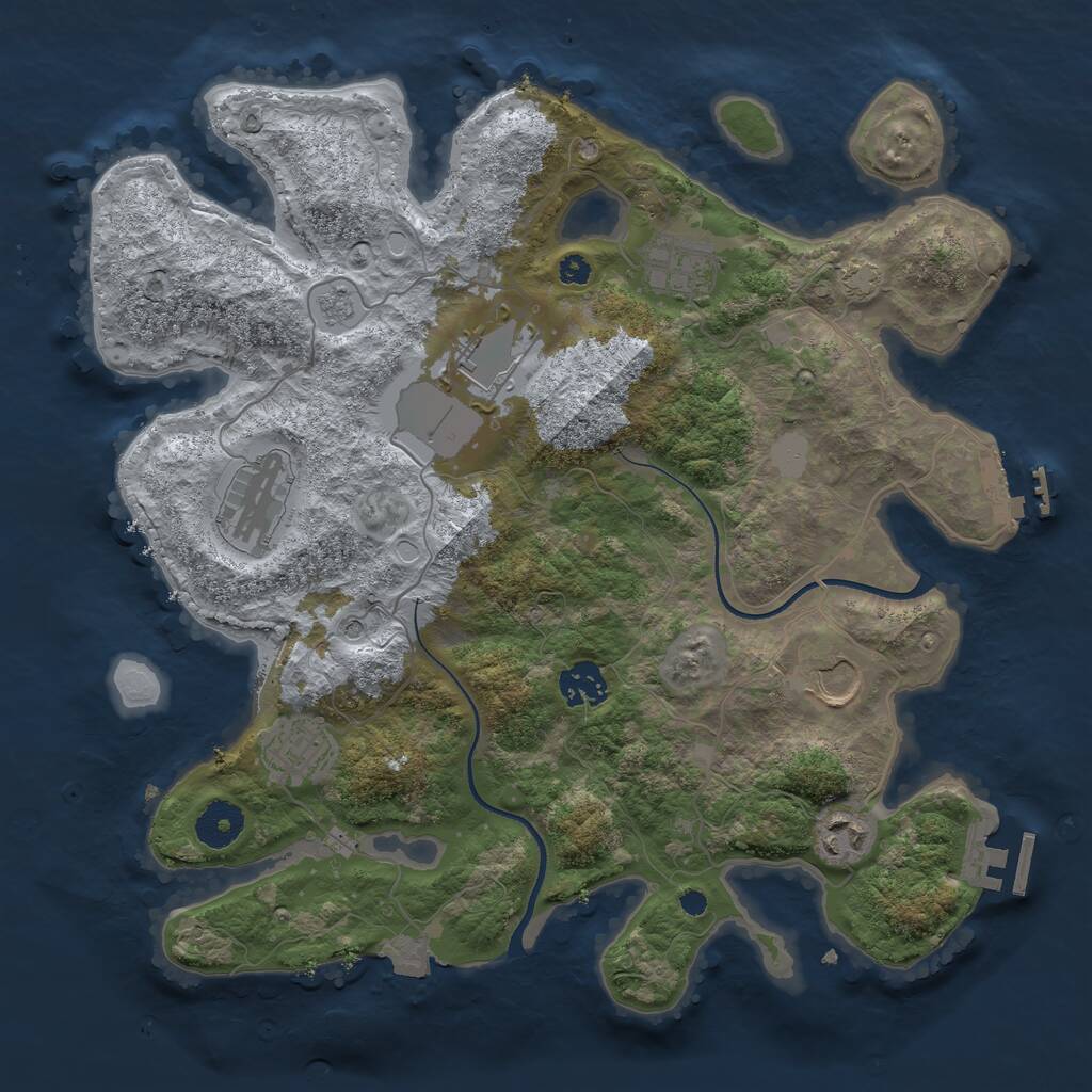 Rust Map: Procedural Map, Size: 3500, Seed: 2034613467, 13 Monuments