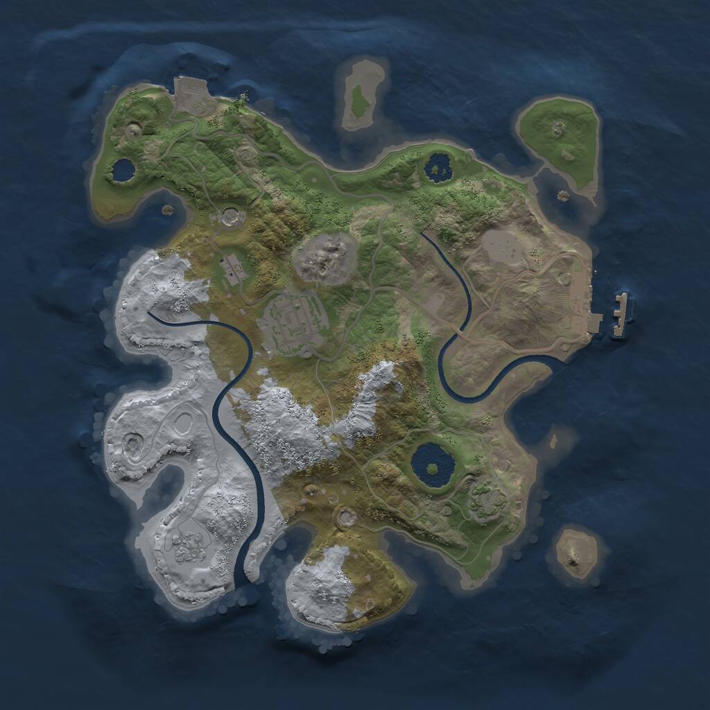 Rust Map: Procedural Map, Size: 2500, Seed: 50016, 6 Monuments