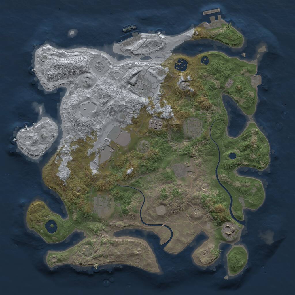 Rust Map: Procedural Map, Size: 3500, Seed: 701113559, 14 Monuments